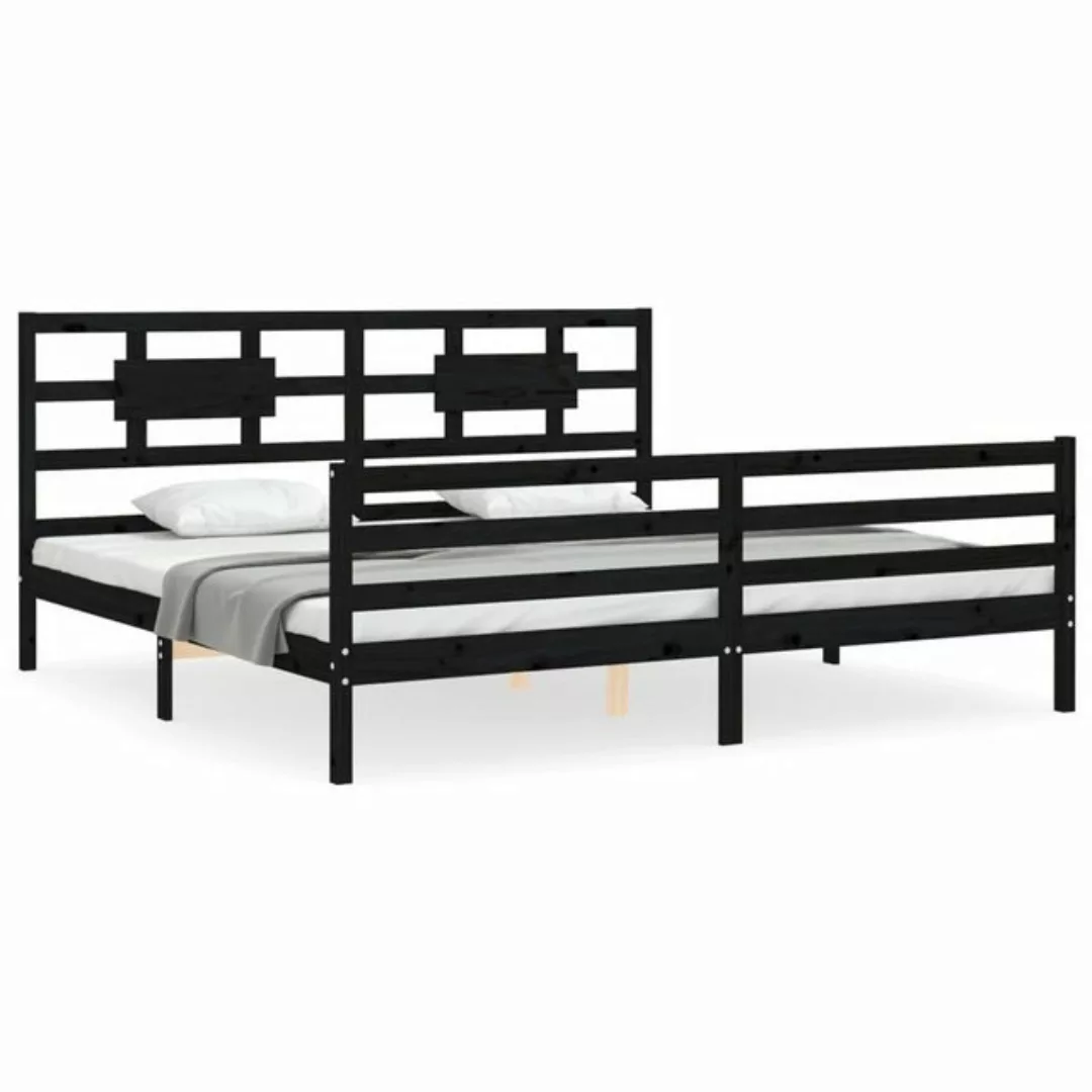 furnicato Bett Massivholzbett mit Kopfteil Schwarz 200x200 cm günstig online kaufen