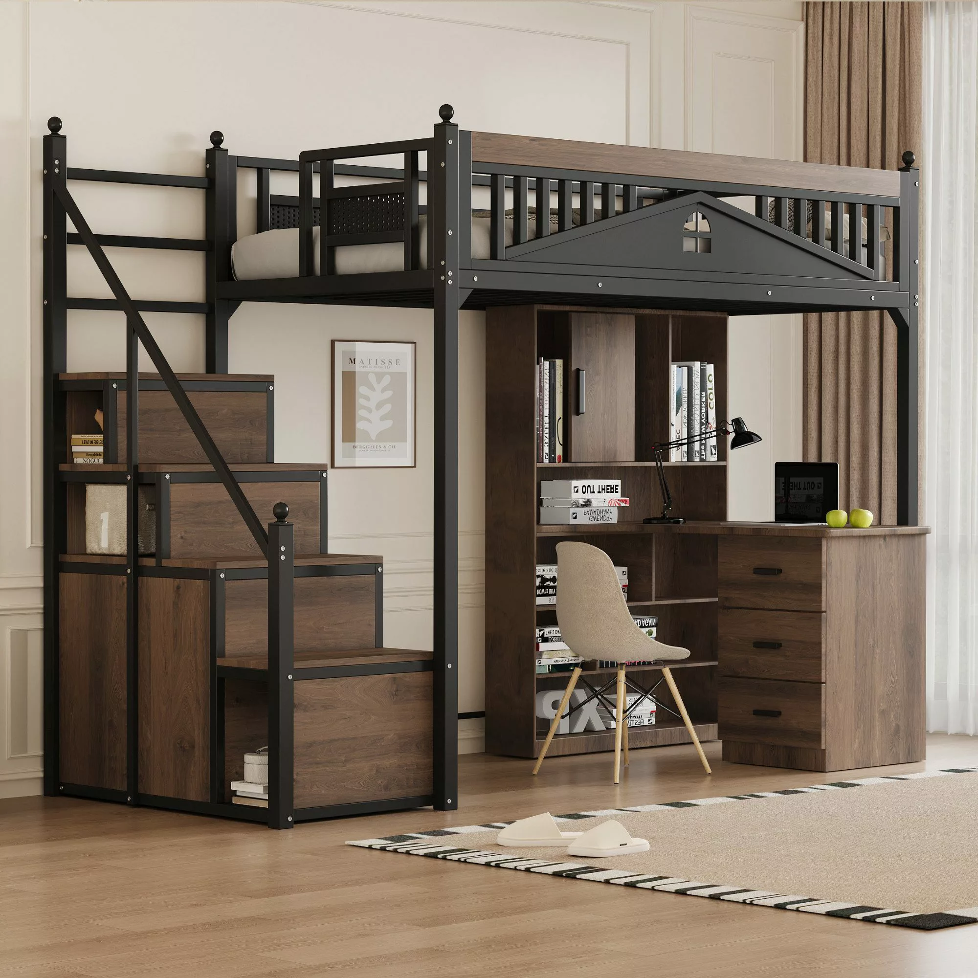 HAUSS SPOLE Hochbett 90x200cm, Metall-Sicherheitszaun, Sicherheitsleiter günstig online kaufen
