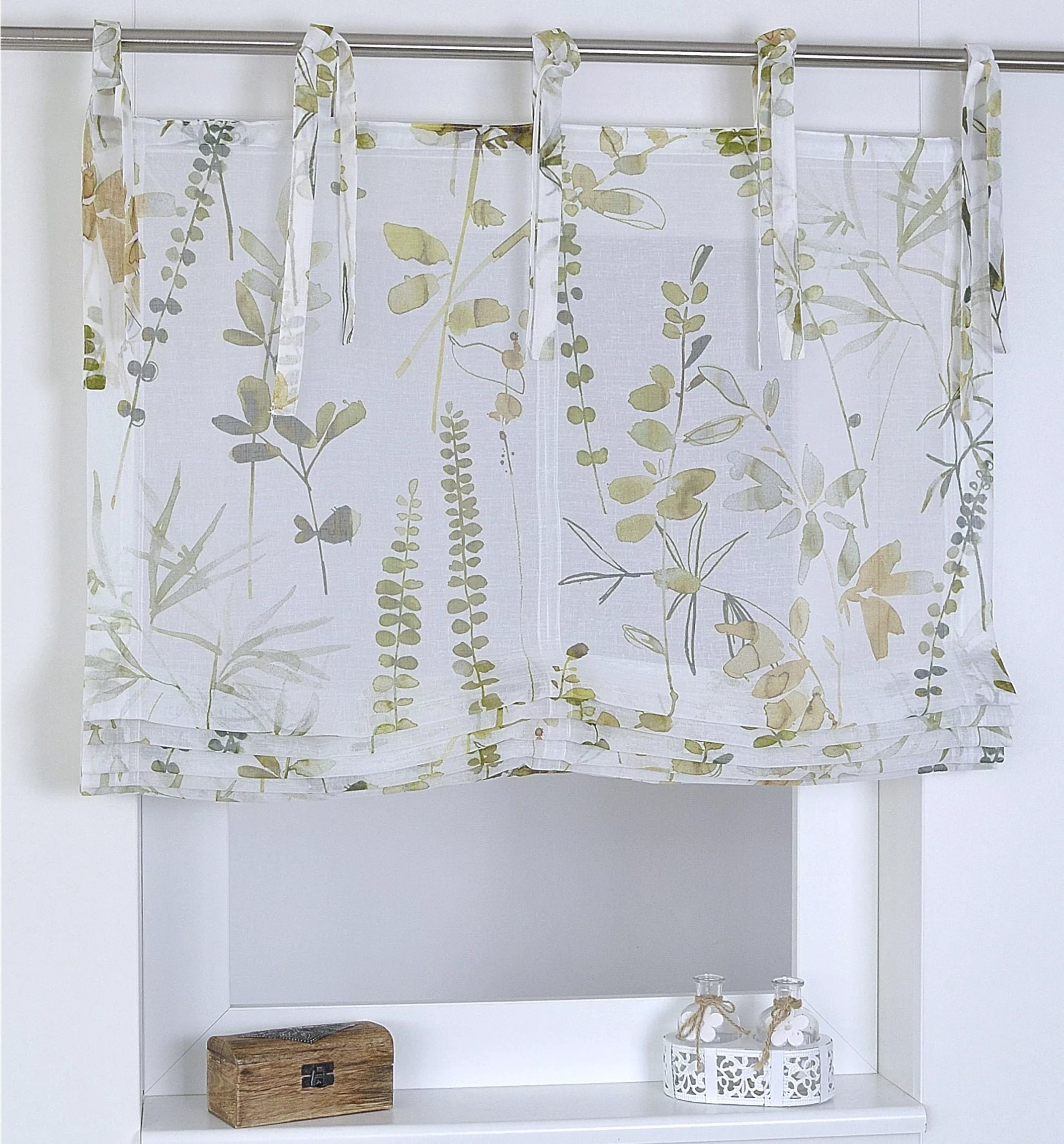 Kutti Raffrollo »Jungle«, mit Bindebänder, freihängend, offwhite, bedruckt, günstig online kaufen