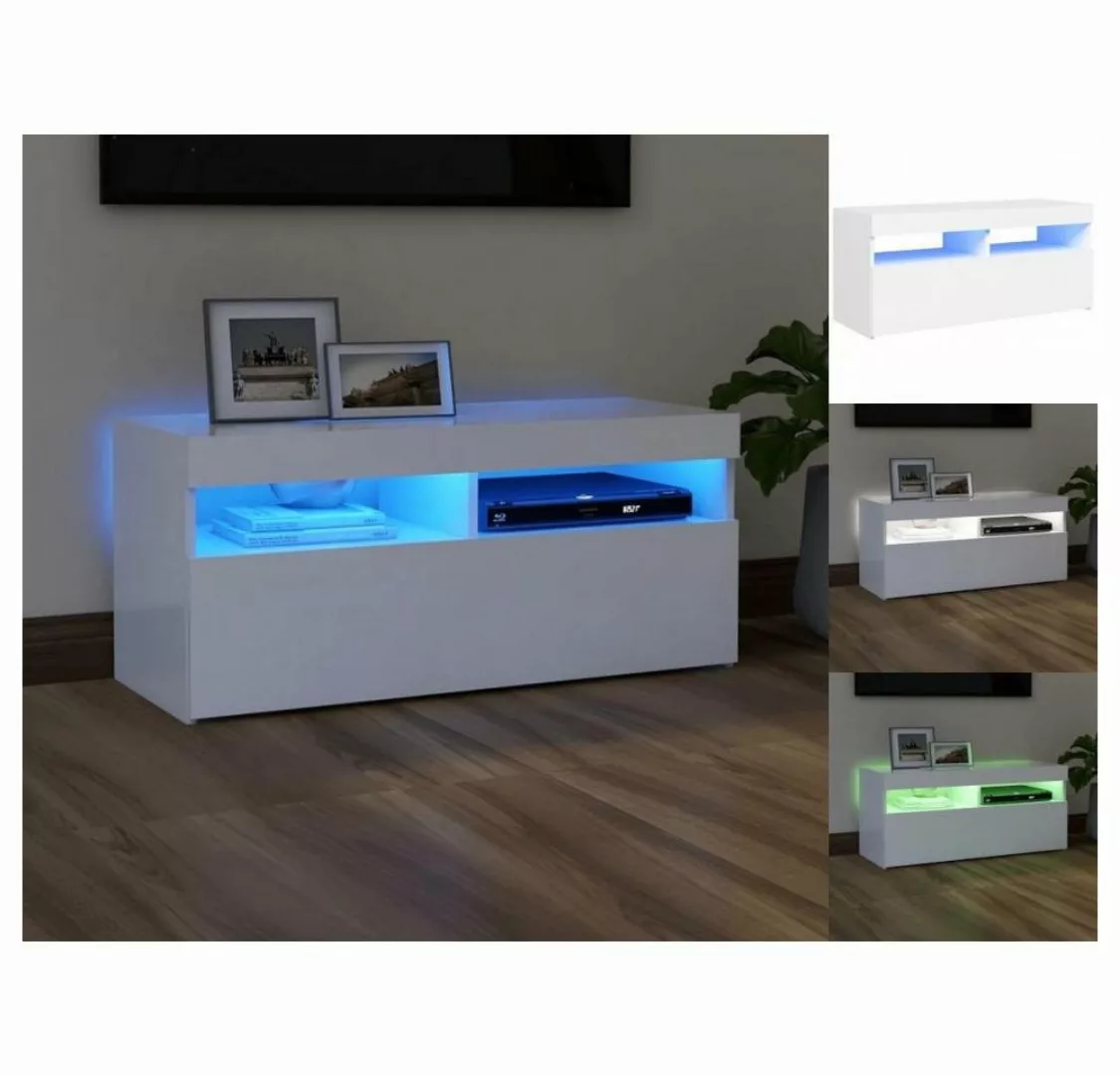 vidaXL TV-Schrank TV-Schrank mit LED-Leuchten Weiß 90x35x40 cm Lowboard günstig online kaufen