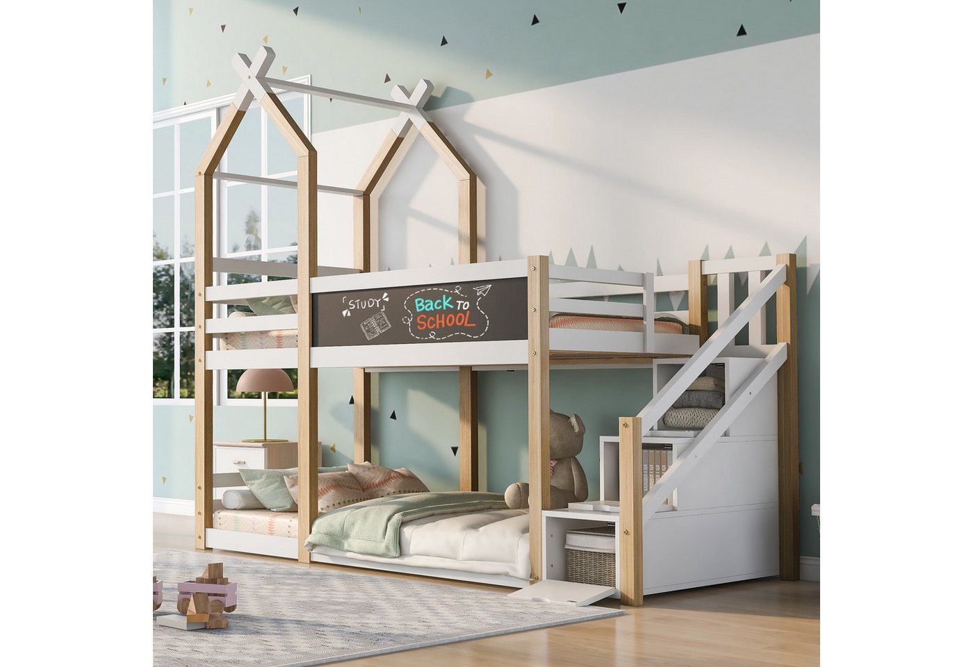 DOPWii Kinderbett Baumhaus inkl.Tafel mit Speicherung und Rausfallschutz 90 günstig online kaufen