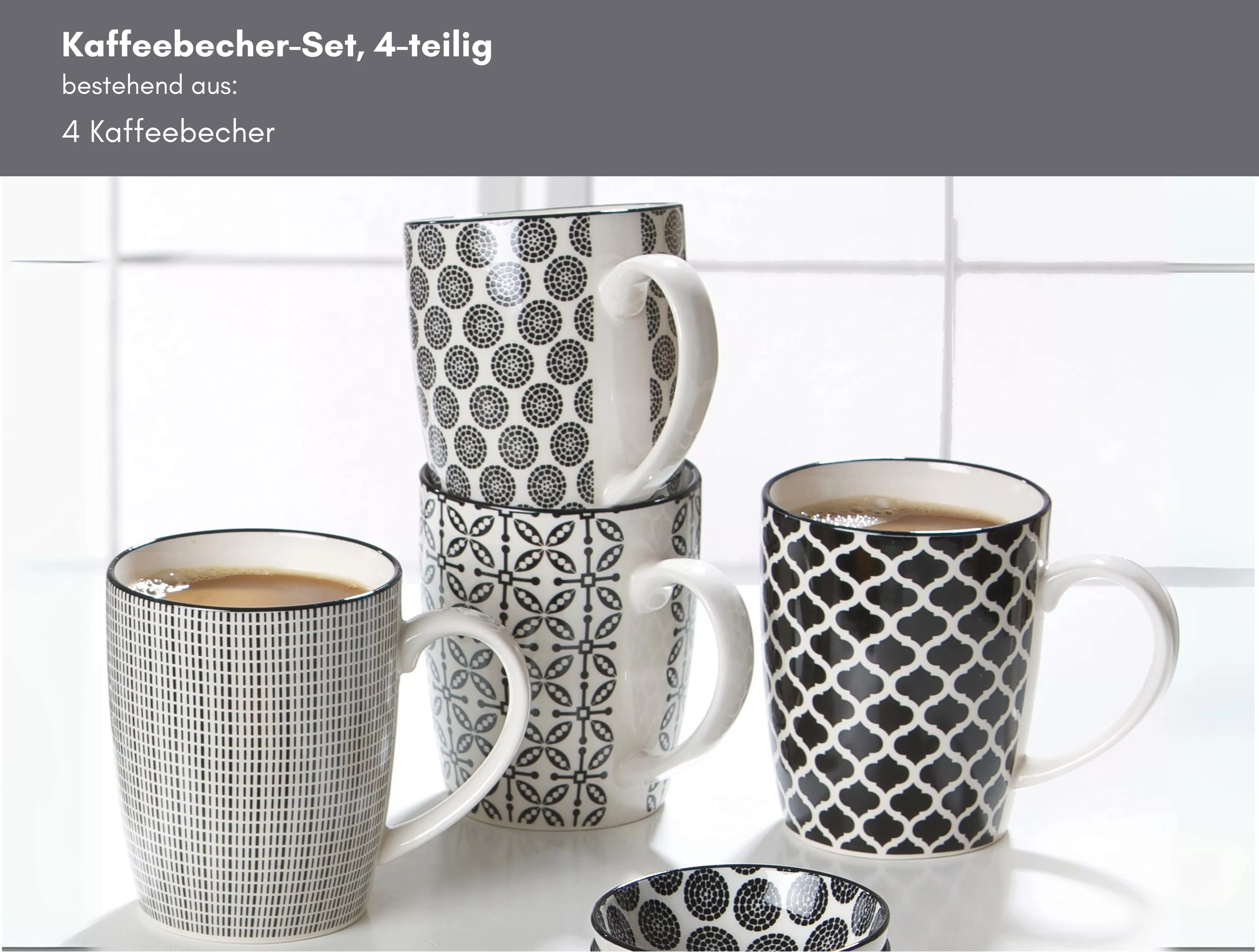 Ritzenhoff & Breker Kaffeebecher-Set Takeo schwarz Keramik 4 tlg. günstig online kaufen