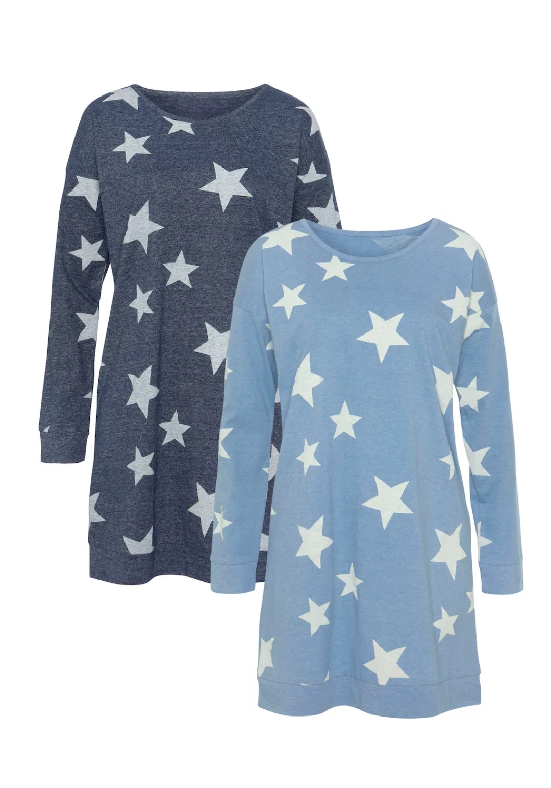 Vivance Dreams Sleepshirt, (2er Pack), mit Sterne-Druck günstig online kaufen