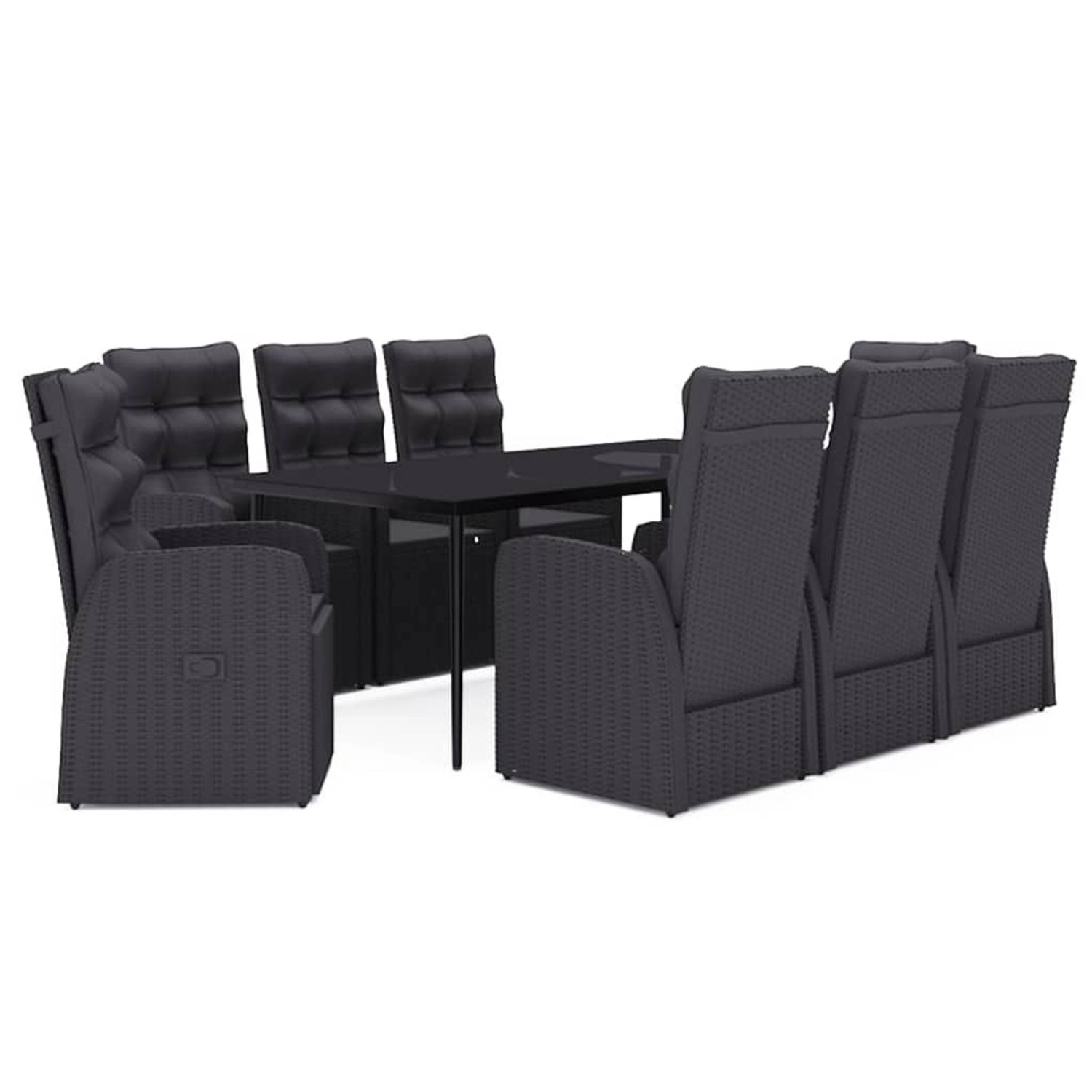 vidaXL 9-Tlg Garten-Essgruppe mit Kissen Schwarz 3099504 günstig online kaufen