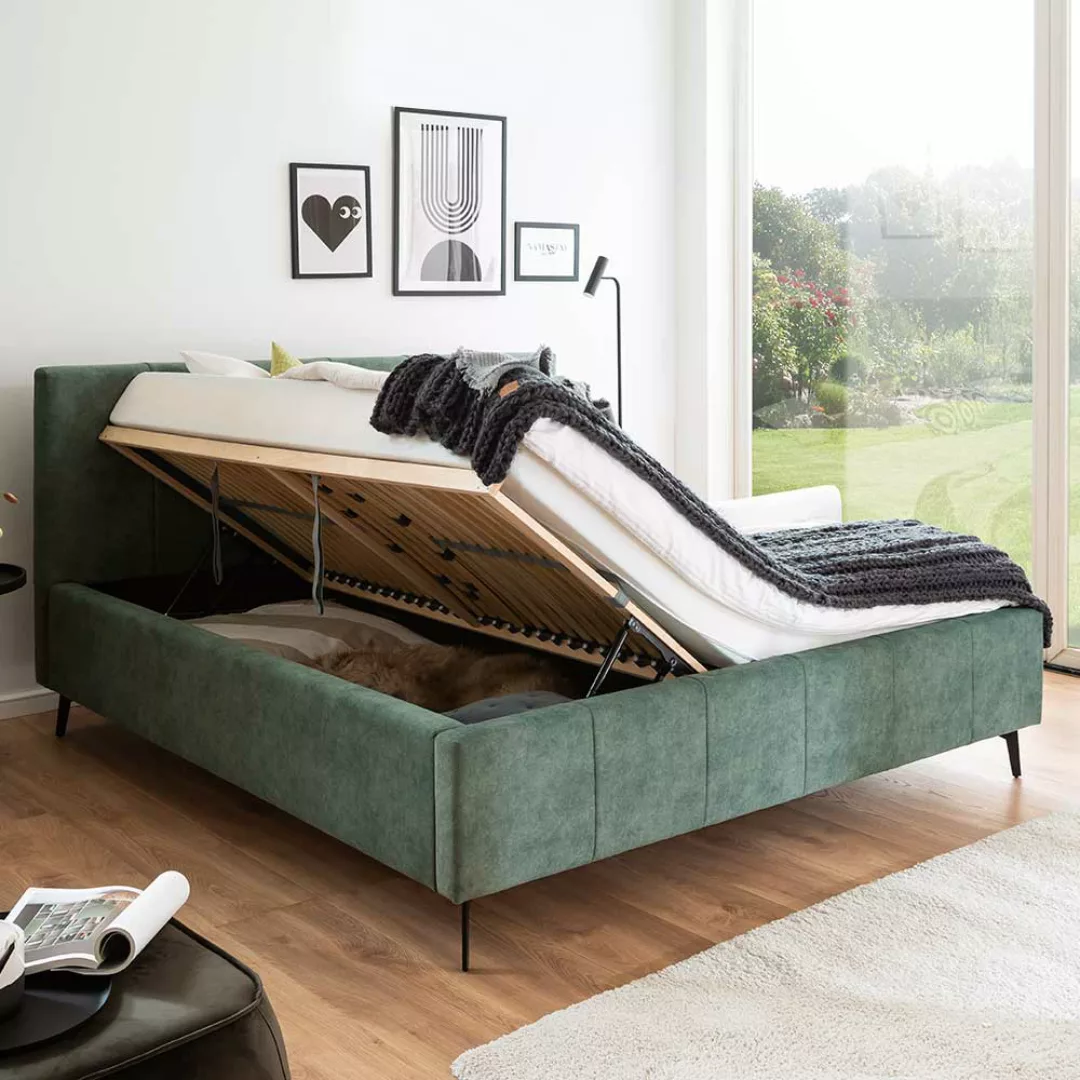 Komfortbett Stoff Grün aus Velours Vierfußgestell aus Metall günstig online kaufen