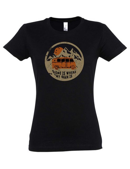 Urban Backwoods Print-Shirt Home Is Where My Van Is Damen T-Shirt Campen Ca günstig online kaufen