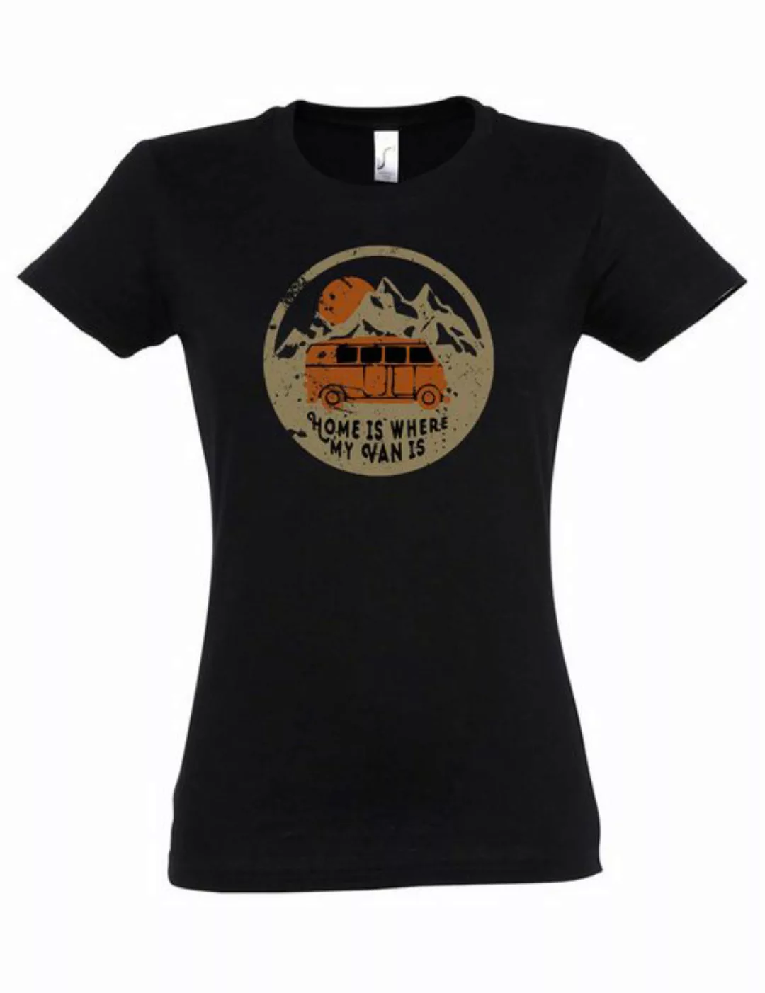 Urban Backwoods Print-Shirt Home Is Where My Van Is Damen T-Shirt Campen Ca günstig online kaufen