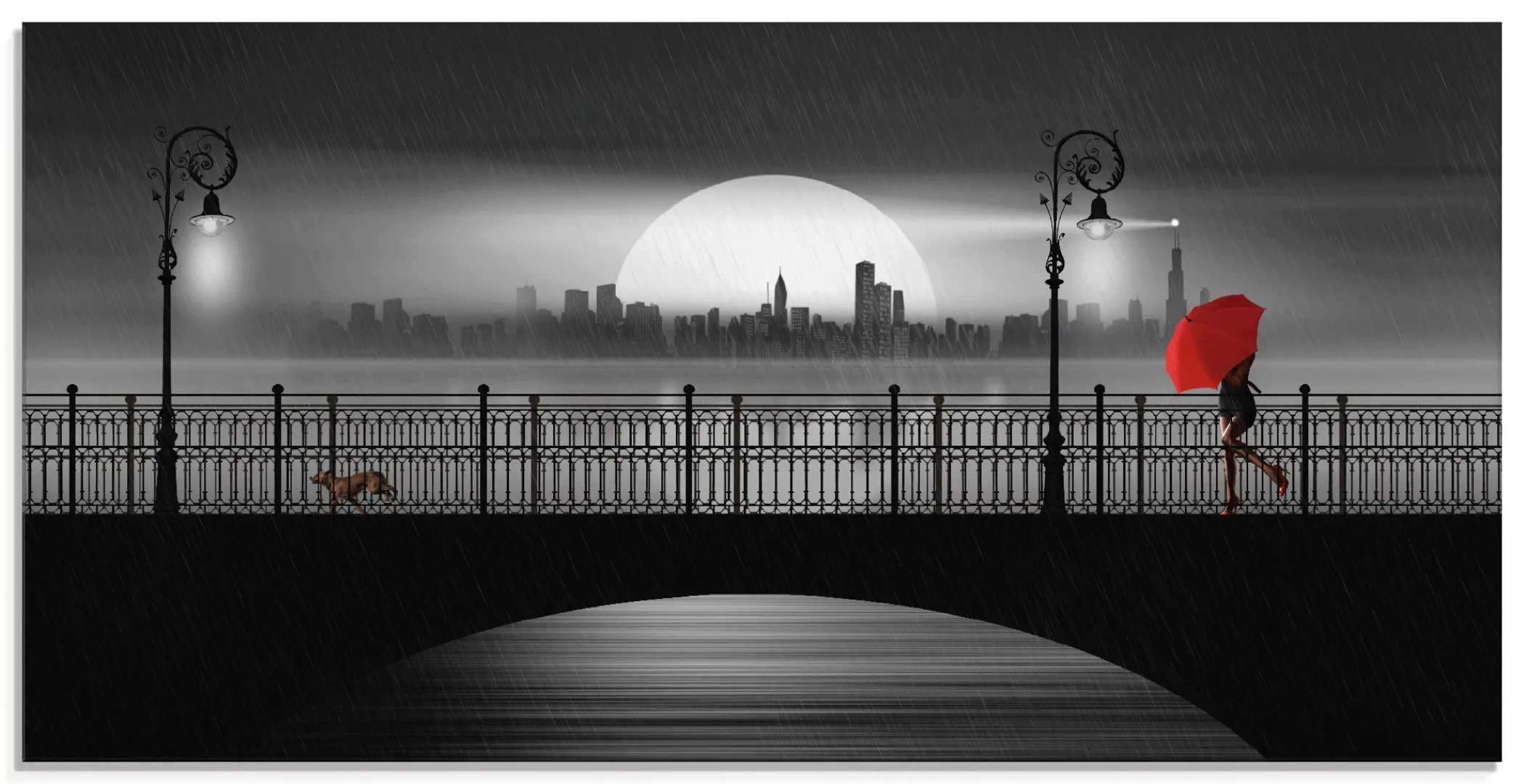 Artland Glasbild "Die Brücke im Regen", Brücken, (1 St.) günstig online kaufen