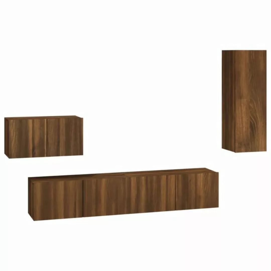 furnicato TV-Schrank 4-tlg. TV-Schrank-Set Braun Eichen-Optik Holzwerkstoff günstig online kaufen