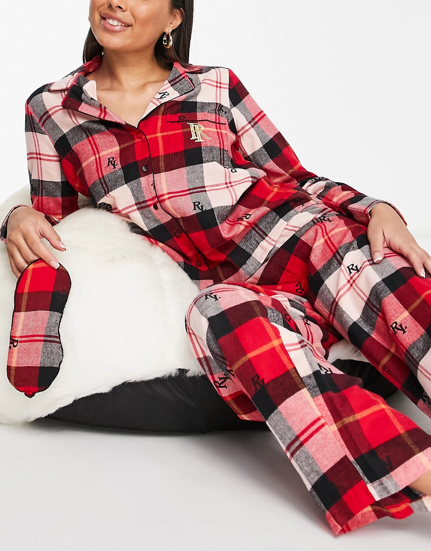 River Island – Langärmliger, karierter Pyjama in Rot günstig online kaufen