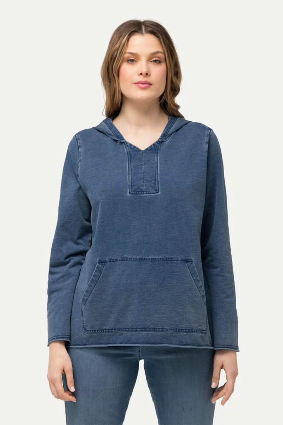 Ulla Popken Hoodie Hoodie offenkantig Kapuze Langarm Kängurutasche günstig online kaufen