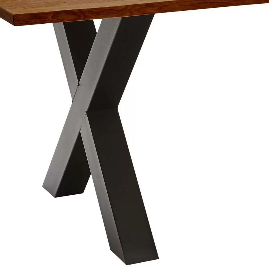 Esszimmertisch mit Baumkante Zerreiche dunkel geölt günstig online kaufen