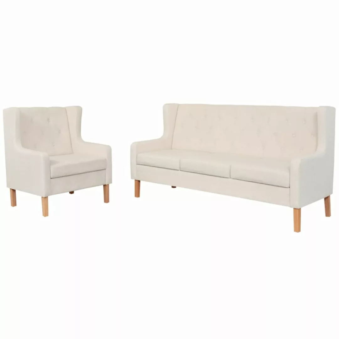 Sofa-set 2-tlg. Stoff Cremeweiß günstig online kaufen