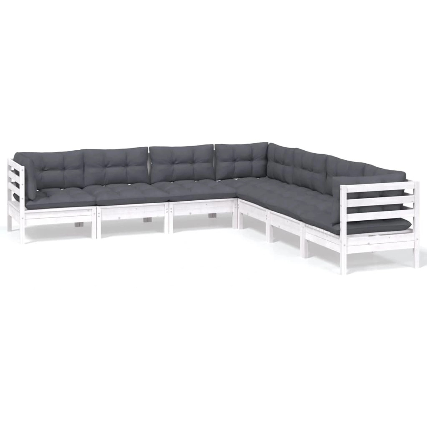 vidaXL 7-Tlg Garten-Lounge-Set mit Kissen Weiß Kiefer Massivholz 3096792 günstig online kaufen