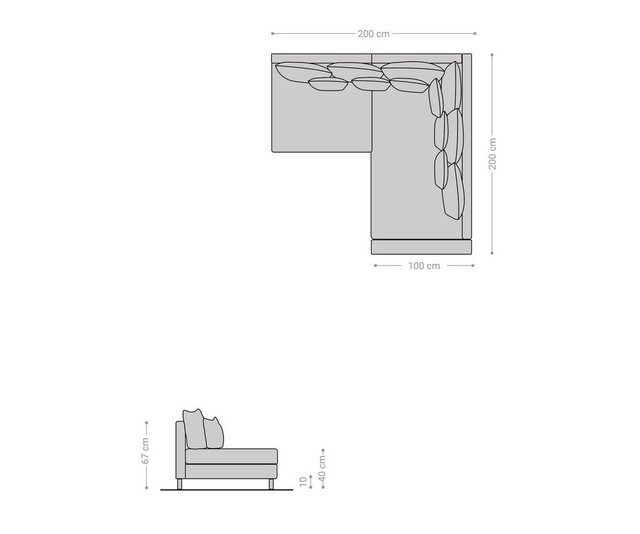 DELIFE Ecksofa Clovis, Hellgrau Strukturstoff mit Armlehne Ottomane Rechts günstig online kaufen