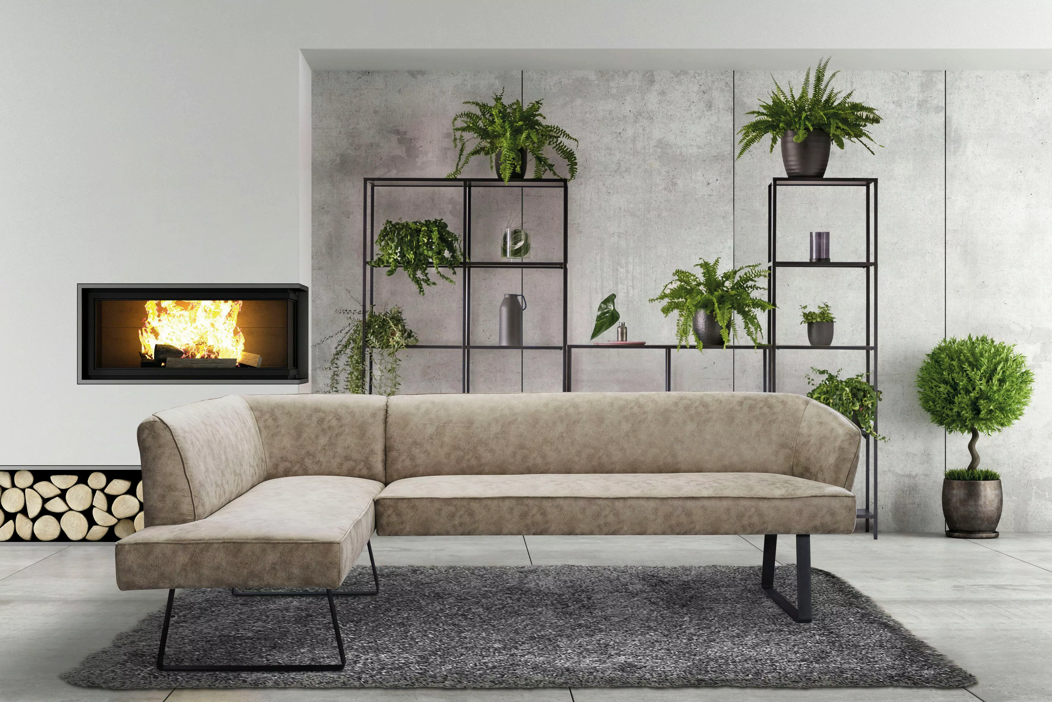 exxpo - sofa fashion Eckbank "Americano", mit Keder und Metallfüßen, Bezug günstig online kaufen
