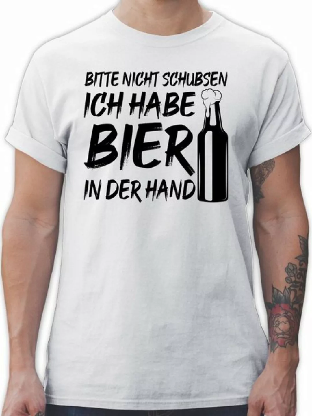 Shirtracer T-Shirt Bitte nicht schubsen ich habe Bier in der Hand schwarz P günstig online kaufen