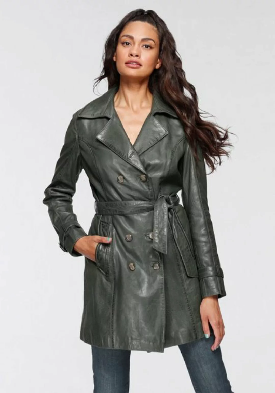 Mauritius Ledermantel Taresa (2-tlg., mit Bindegürtel) Leder-Trenchcoat mit günstig online kaufen