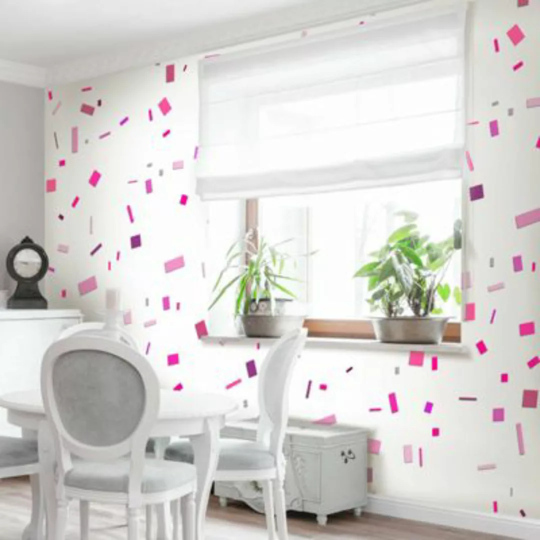 artgeist Fototapete Pink confetti weiß Gr. 50 x 1000 günstig online kaufen