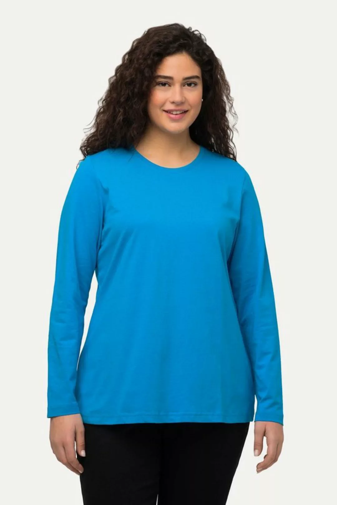 Ulla Popken Rundhalsshirt Shirt Slim Rundhalsausschnitt Langarm günstig online kaufen