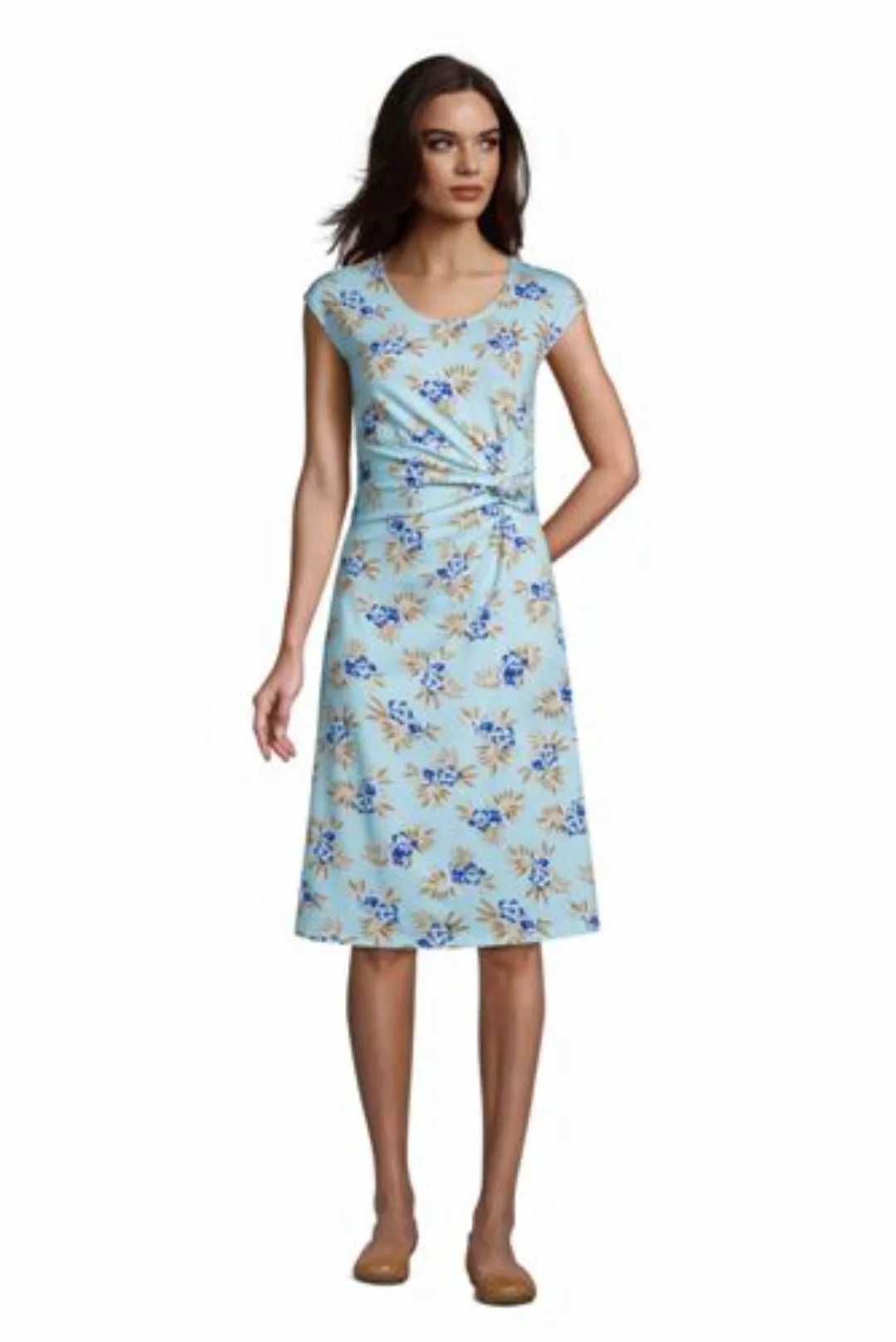 Jersey-Wickelkleid, Damen, Größe: 48-50 Normal, Blau, by Lands' End, Glänze günstig online kaufen