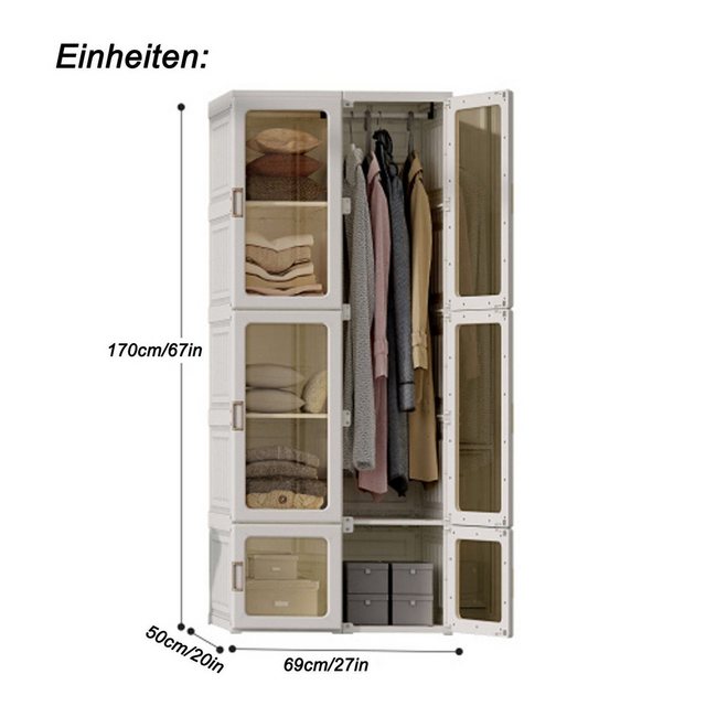 SEEZSSA Kleiderschrank Kleiderschrank mit Transparenten Türen 10 Fächer 6 T günstig online kaufen