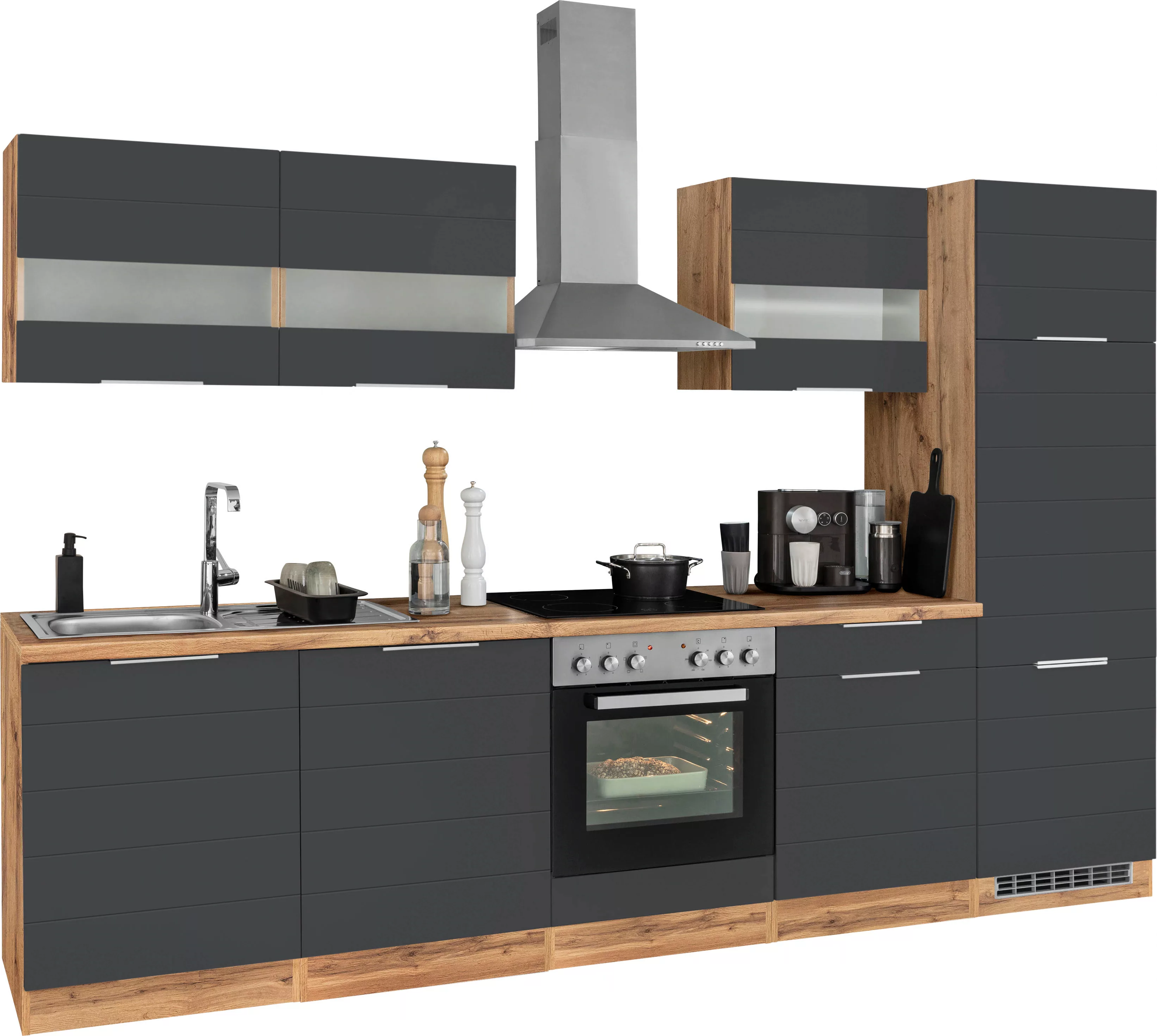 Kochstation Küche "KS-Luhe", 300 cm breit, wahlweise mit oder ohne E-Geräte günstig online kaufen