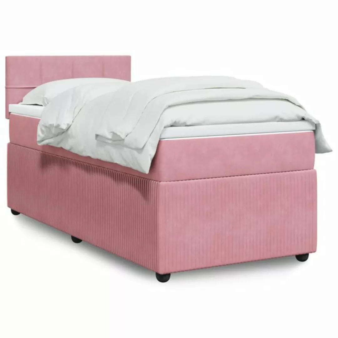 vidaXL Boxspringbett, Boxspringbett mit Matratze Rosa 80x200 cm Samt günstig online kaufen