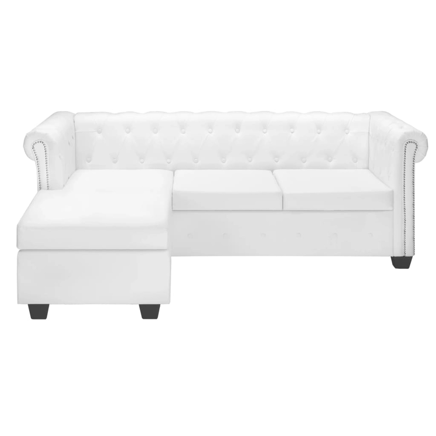 vidaXL Sofa Chesterfield Sofa in L-Form Kunstleder Weiß günstig online kaufen