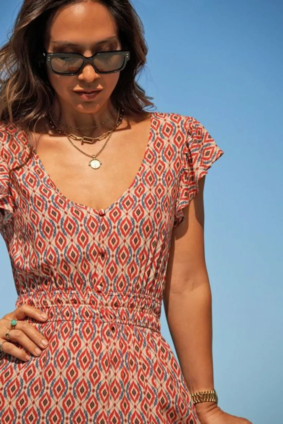 Myleene Klass Maxikleid Myleene Klass Maxi-Kleid mit Ikatbordüre (1-tlg) günstig online kaufen