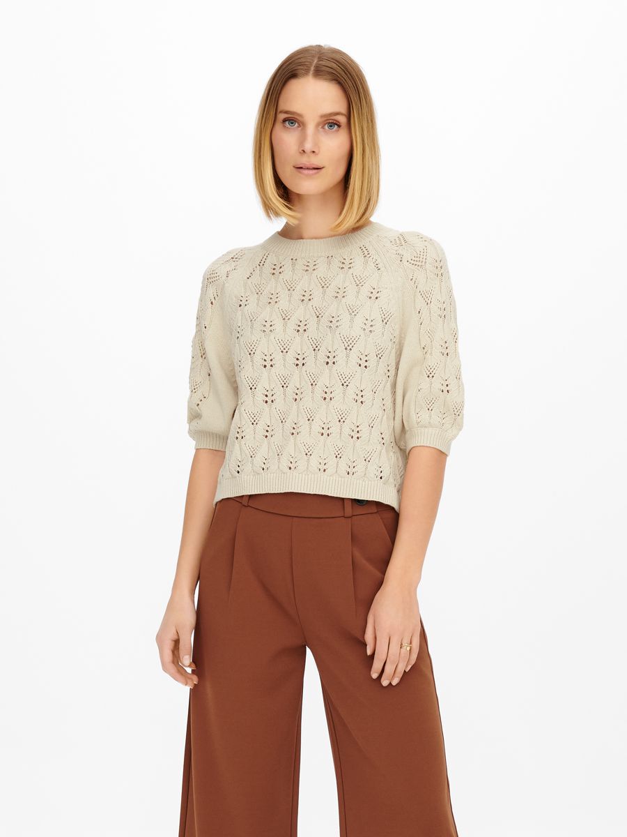 ONLY 2/4-ärmeliges Strickpullover Damen Beige günstig online kaufen