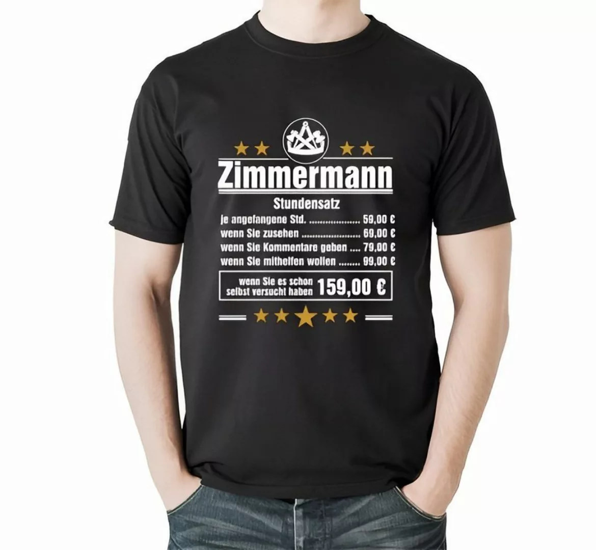 Lasernauten Print-Shirt T-Shirt Stundensatz Zimmermann Zunftsymbol Shirt S günstig online kaufen