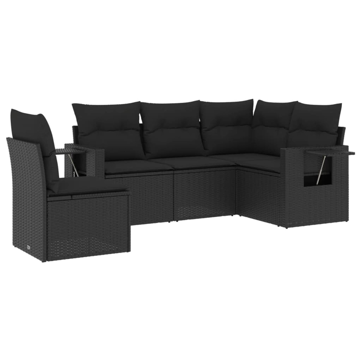 vidaXL 5-Tlg Garten-Sofagarnitur mit Kissen Schwarz Poly Rattan 3220164 günstig online kaufen