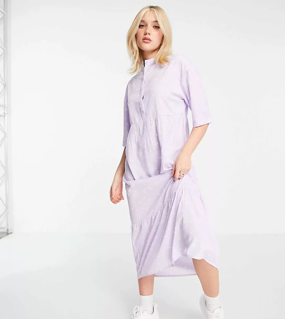 Wednesday's Girl – Legeres Midi-Hängerkleid mit Schößchensaum und Punktemus günstig online kaufen