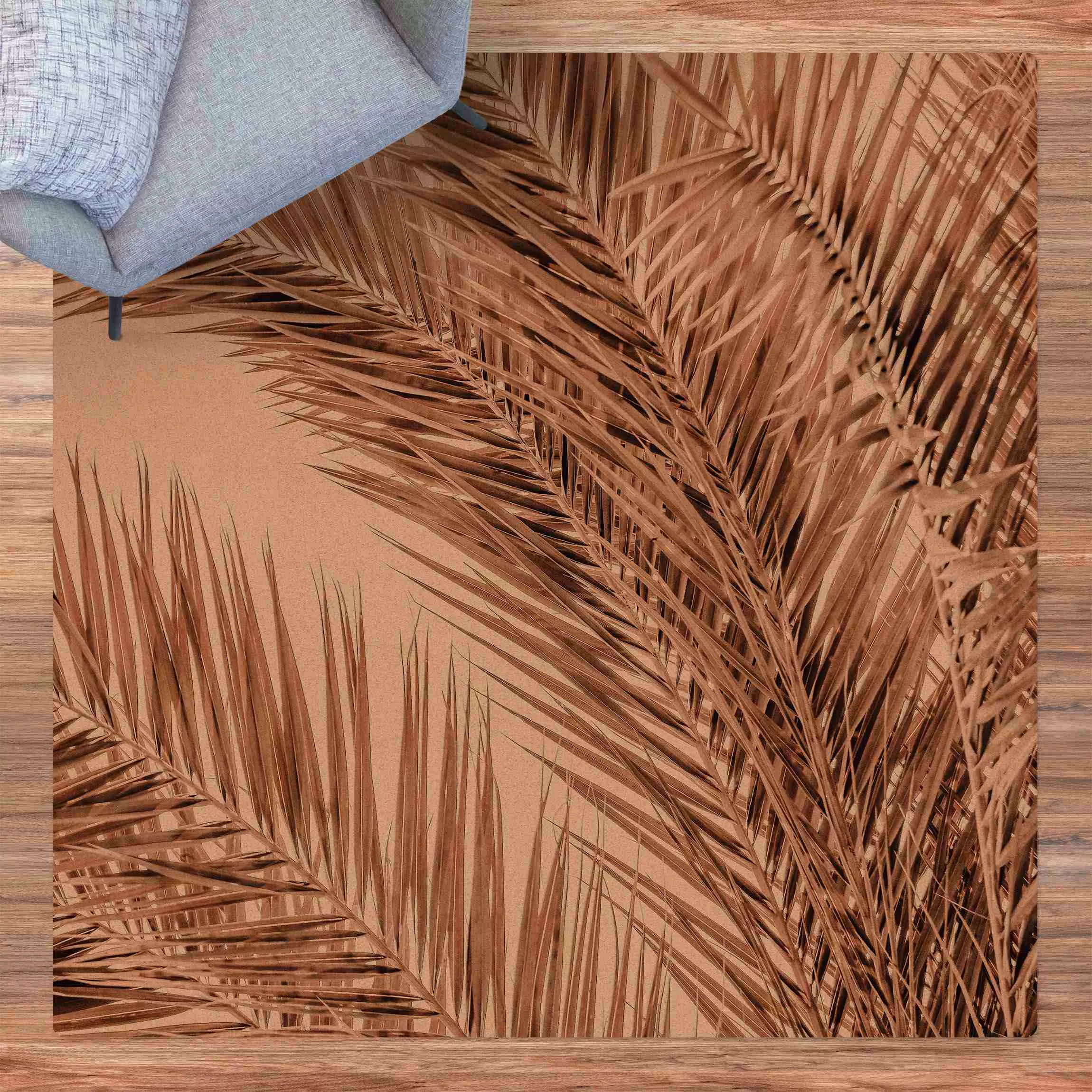 Kork-Teppich Bronzefarbene Palmenwedel günstig online kaufen