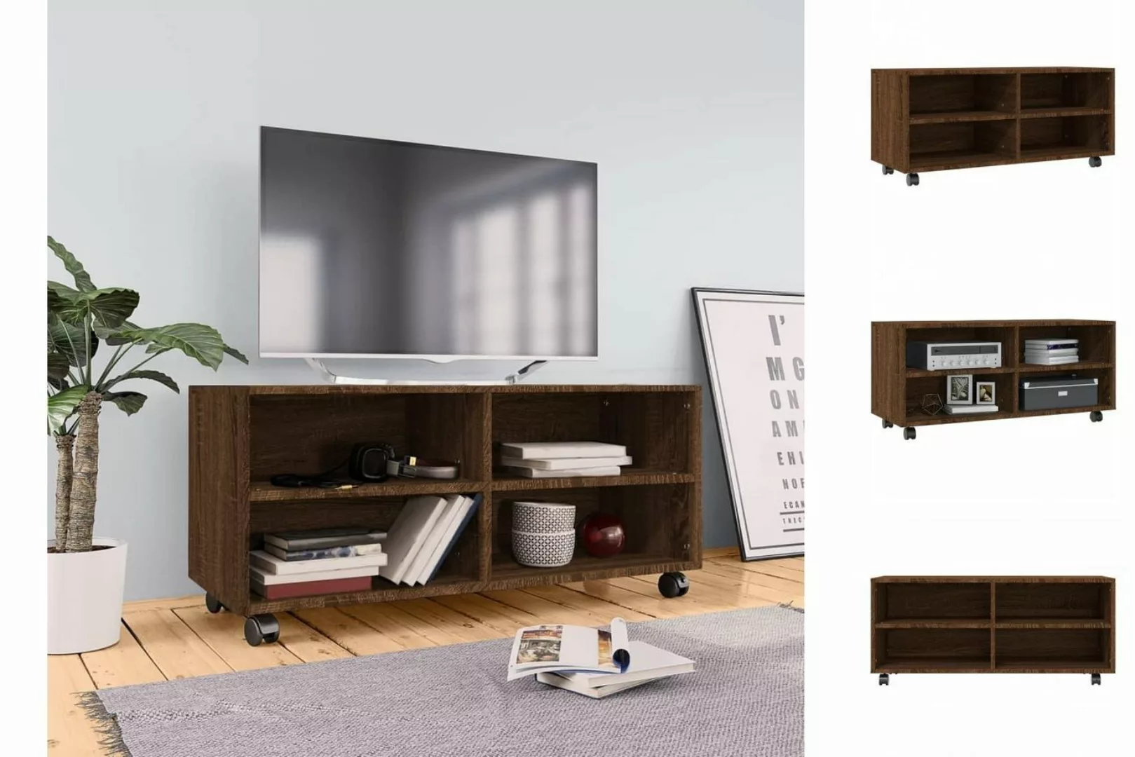 vidaXL TV-Schrank TV-Schrank mit Rollen Braun Eiche 90x35x35 cm Spanplatte günstig online kaufen