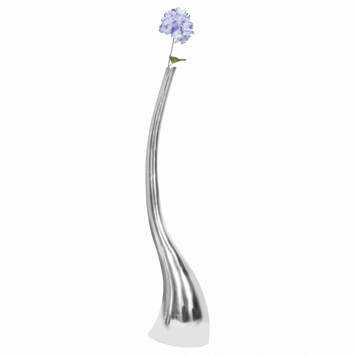 Deko Vase groß XL Aluminium modern mit 1 Öffnung in Silber | Hohe Alu Blume günstig online kaufen