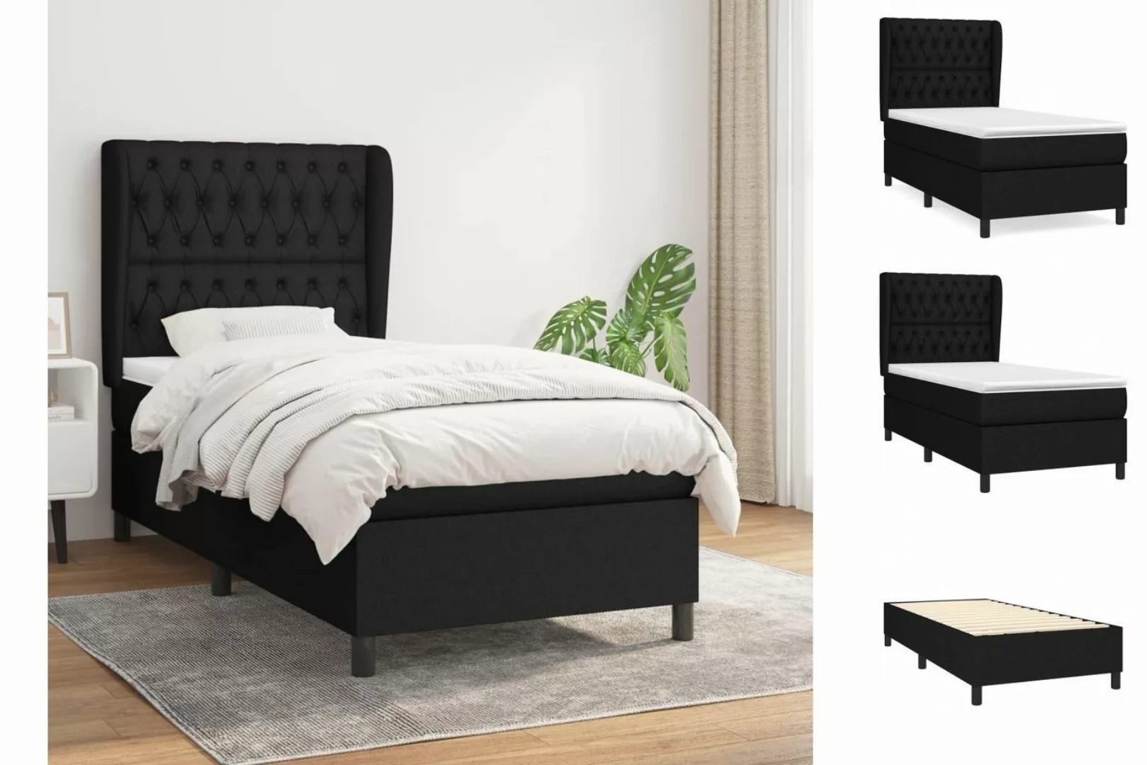 vidaXL Boxspringbett Boxspringbett mit Matratze Schwarz 100x200 cm Stoff Be günstig online kaufen