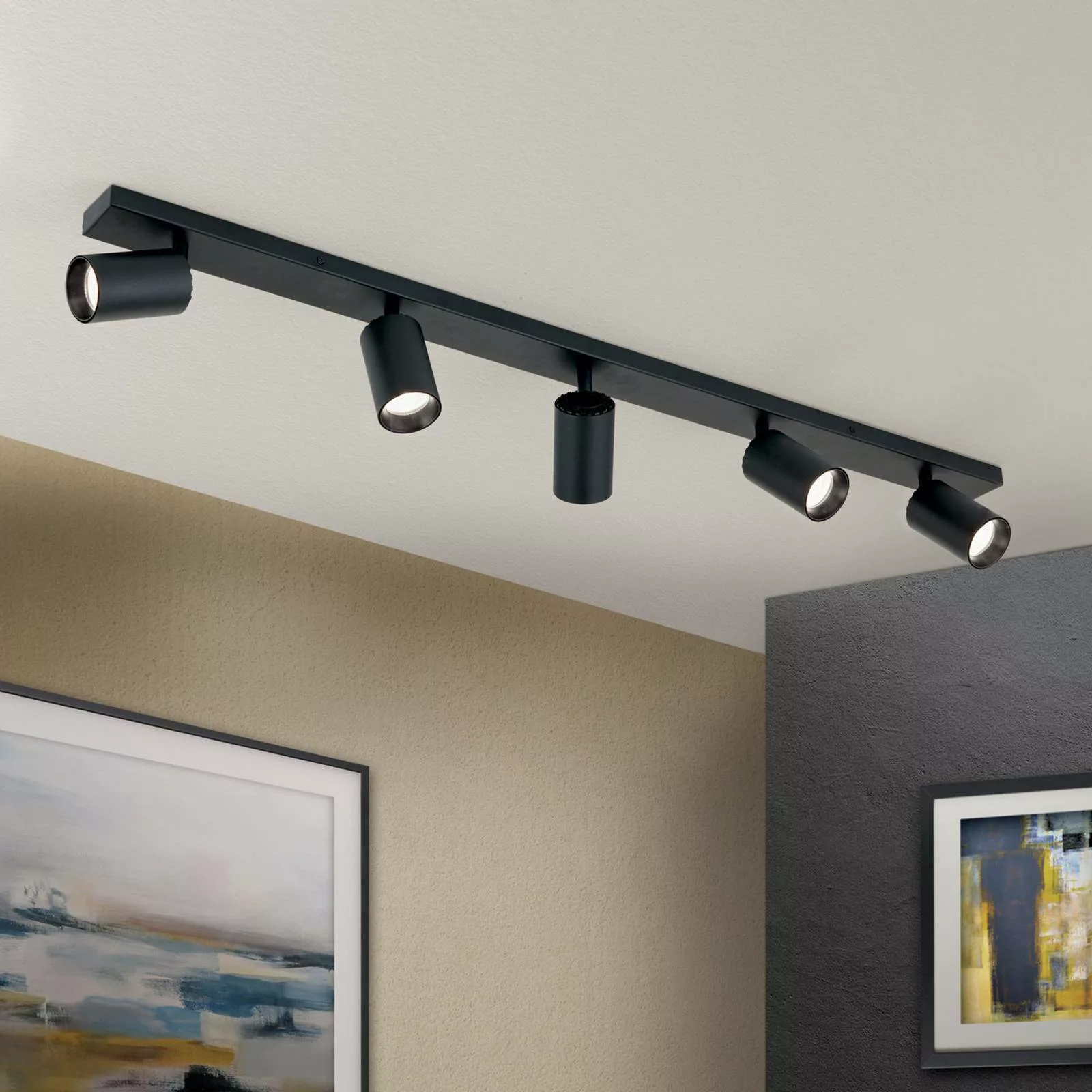 Deckenstrahler Sean, schwarz, 5-fl., Aluminium, GU10 günstig online kaufen