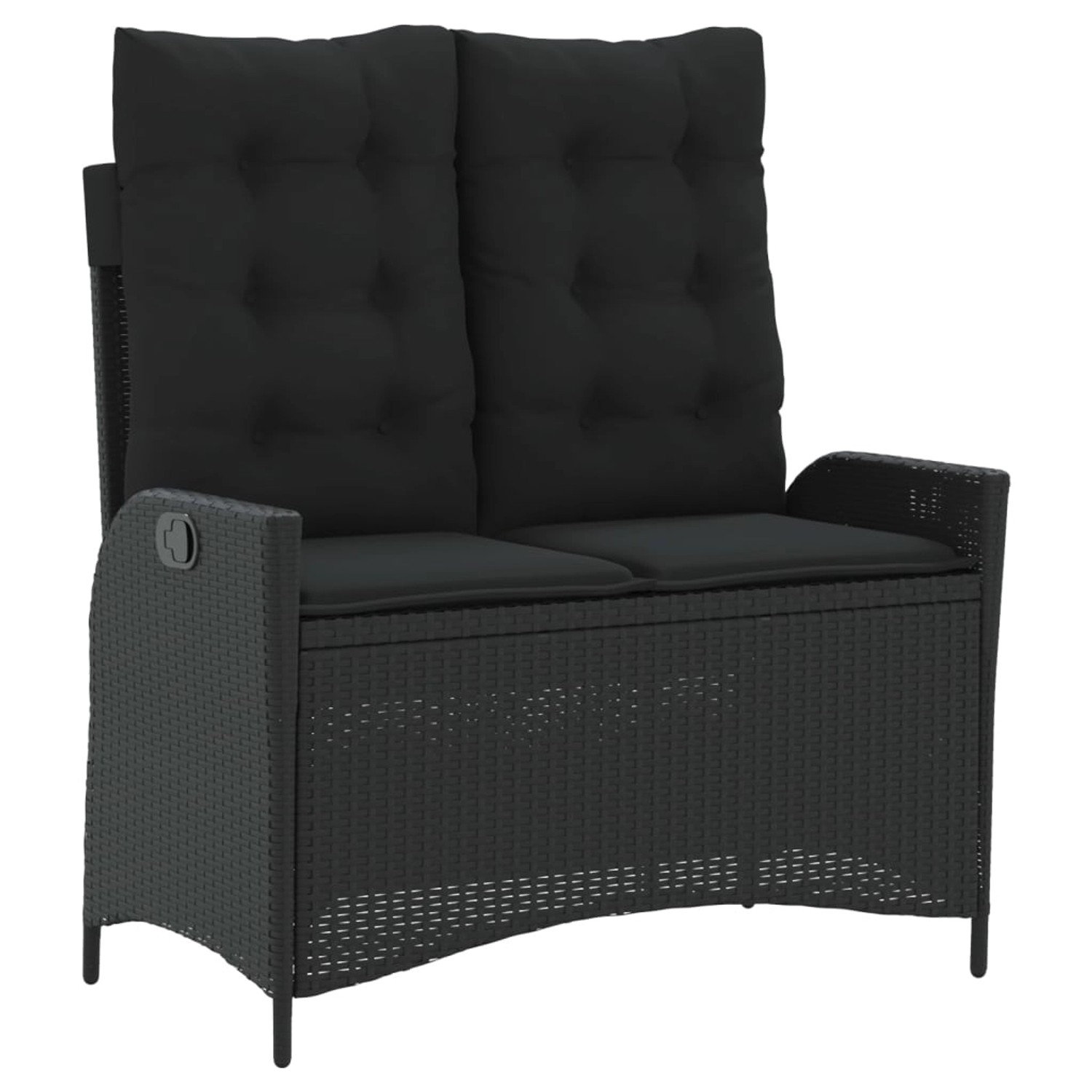 furnicato Gartenbank Verstellbar mit Kissen Schwarz Poly Rattan günstig online kaufen