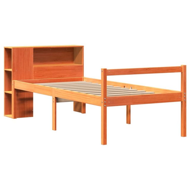 vidaXL Bett, Massivholzbett mit Regal ohne Matratze Wachsbraun 75x190 cm günstig online kaufen