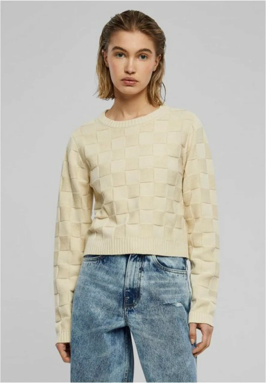 URBAN CLASSICS Sweatshirt Ladies Check Knit Sweater Damen Strickpullover günstig online kaufen