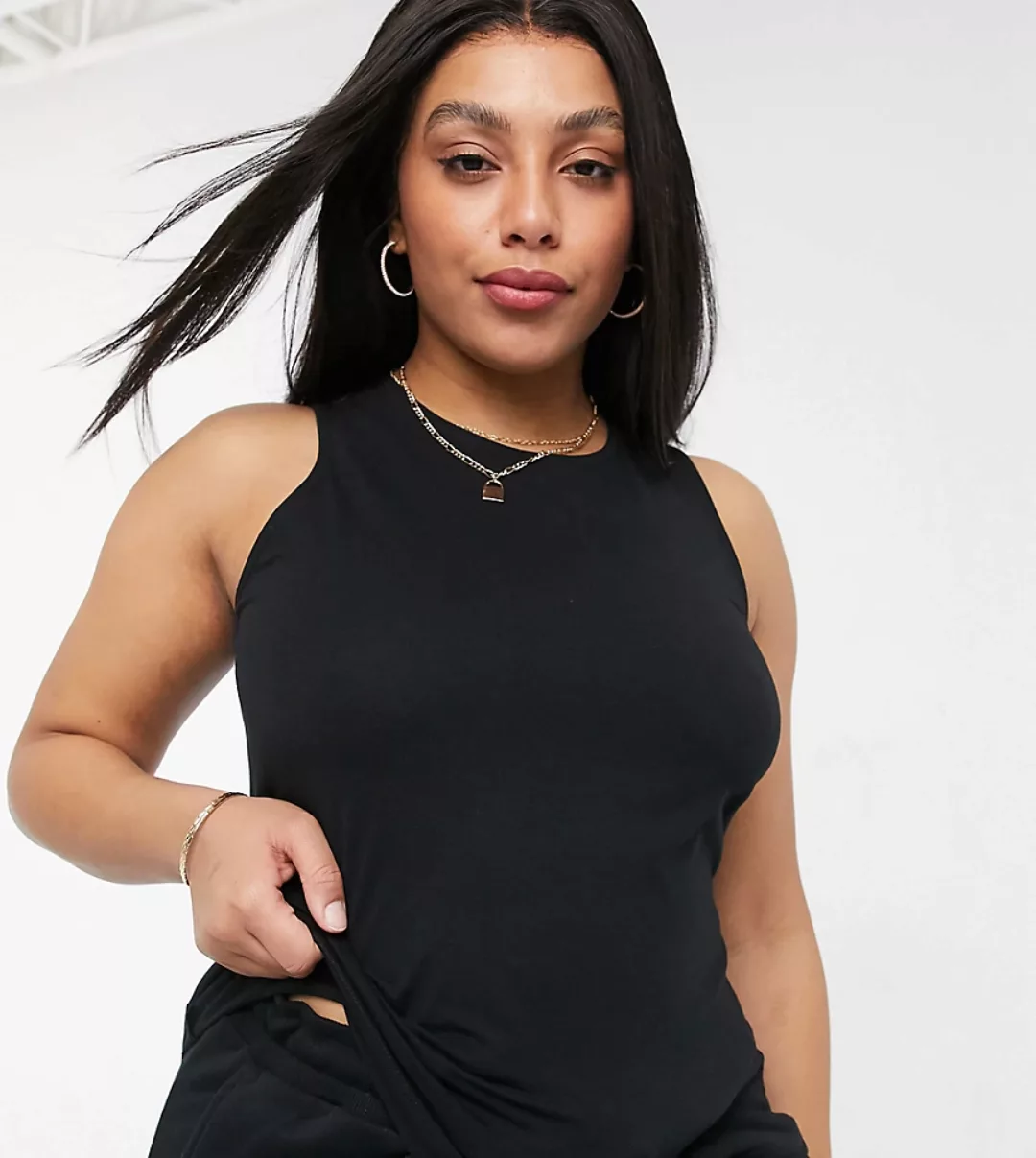 ASOS DESIGN Curve – Mix & Match – Schwarzes Pyjama-Trägershirt aus Jersey m günstig online kaufen