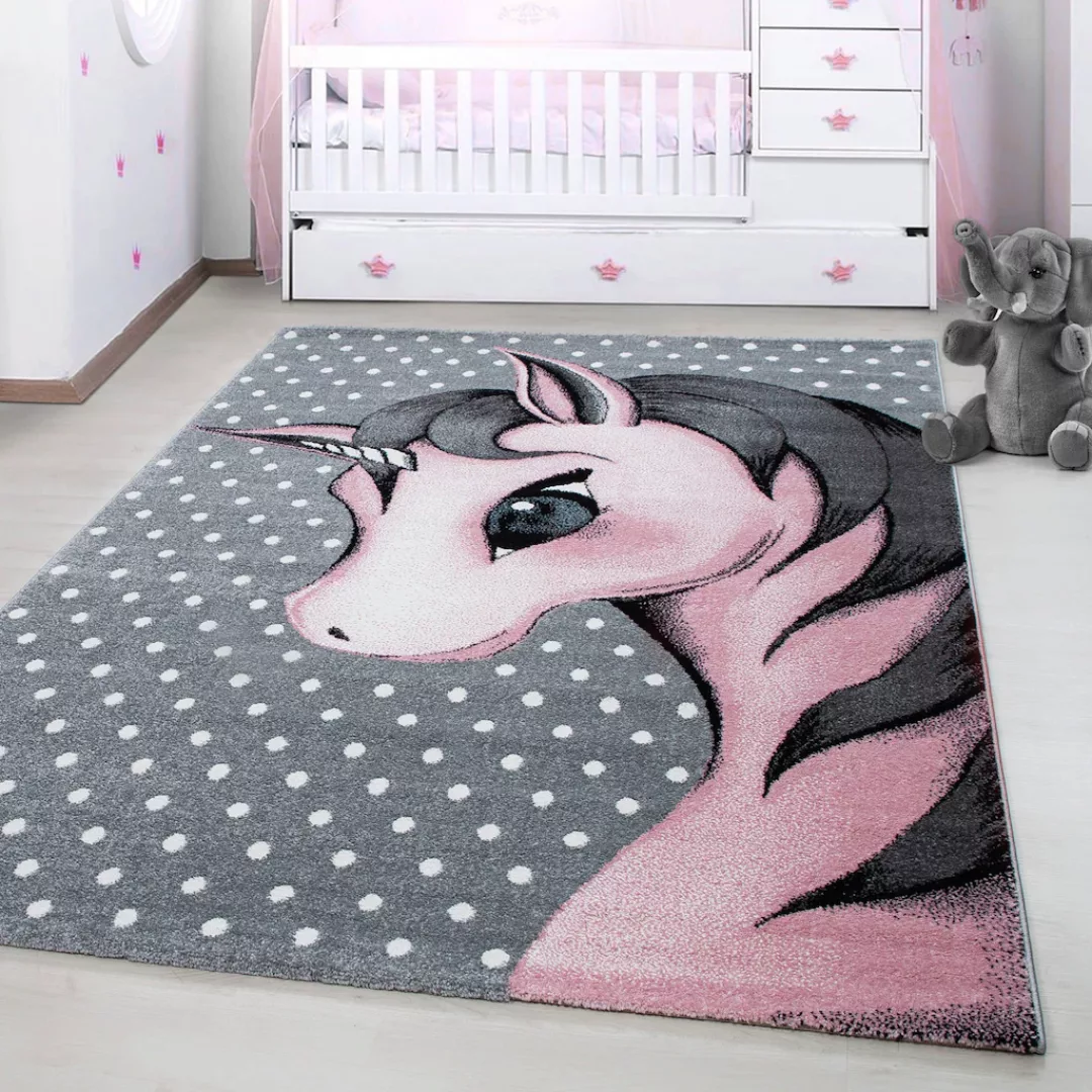 Ayyildiz Teppiche Kinderteppich »Kids 590«, rechteckig, Einhorn Motiv, Kurz günstig online kaufen