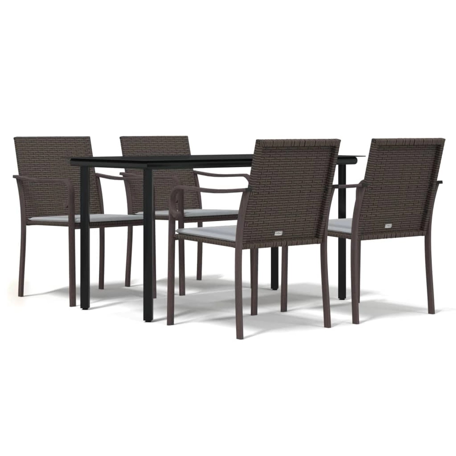 vidaXL 5-Tlg Garten-Essgruppe mit Kissen Poly Rattan und Stahl 3186957 günstig online kaufen