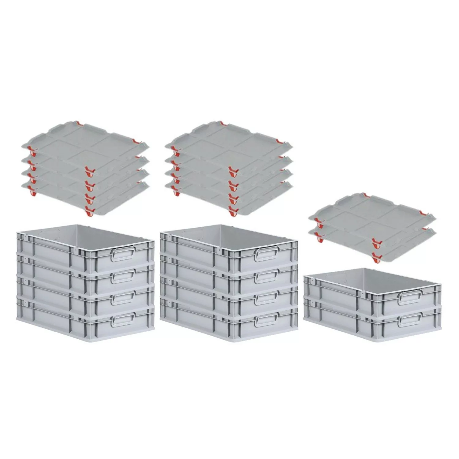 PROREGAL SparSet 10x Eurobox NextGen Grip mit Auflagedeckel mit 4 Roten Sch günstig online kaufen