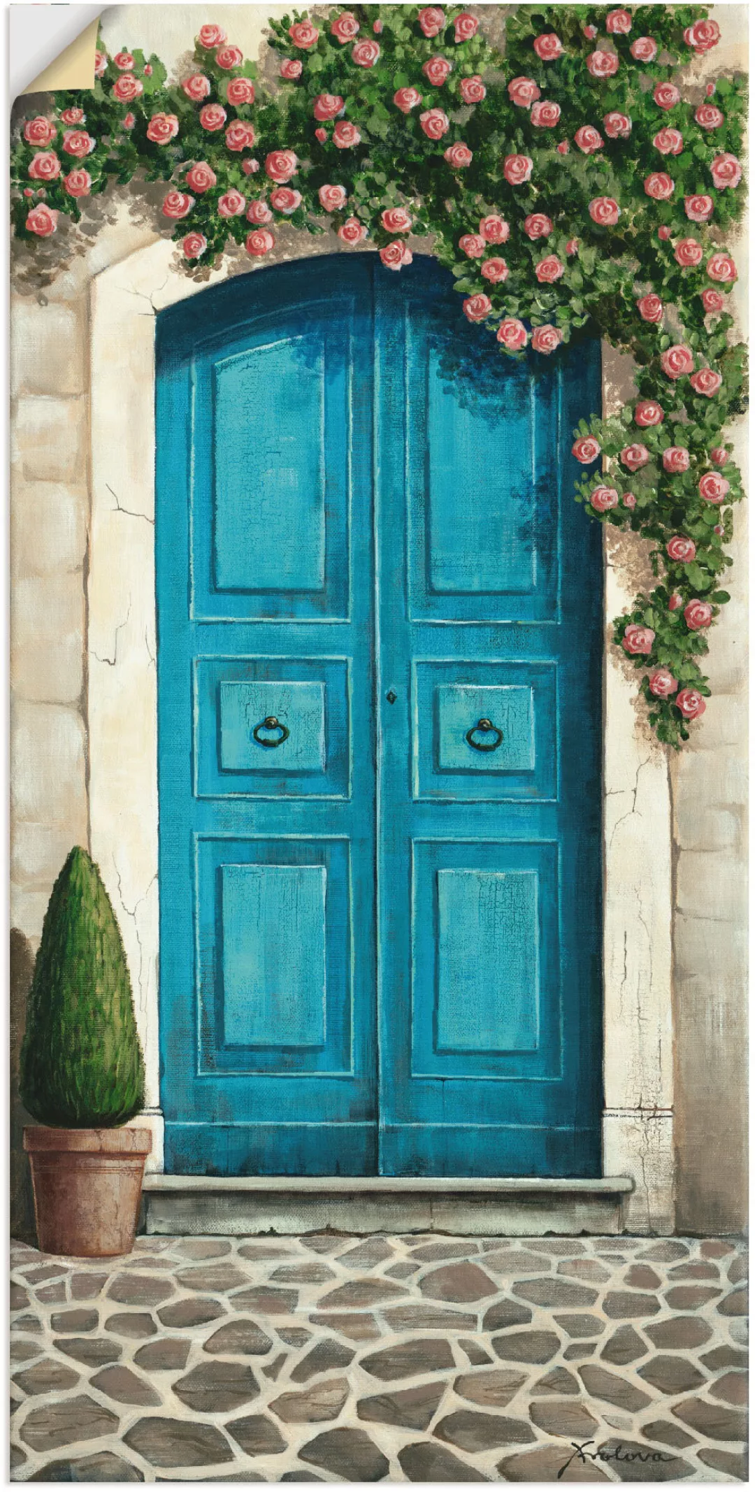 Artland Wandbild "Blaue Tür mit Kletterrosen", Fenster & Türen, (1 St.) günstig online kaufen