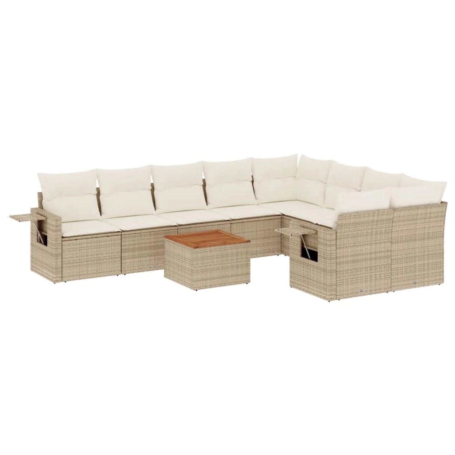 vidaXL 10-Tlg Garten-Sofagarnitur mit Kissen Beige Poly Rattan 3257052 günstig online kaufen