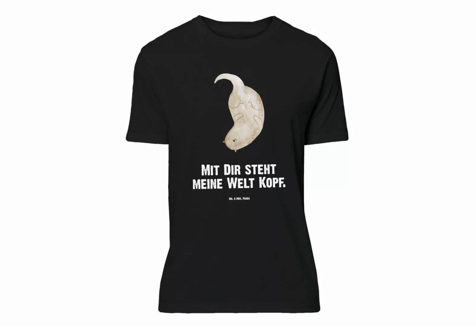 Mr. & Mrs. Panda T-Shirt Otter kopfüber - Schwarz - Geschenk, Otter Seeotte günstig online kaufen