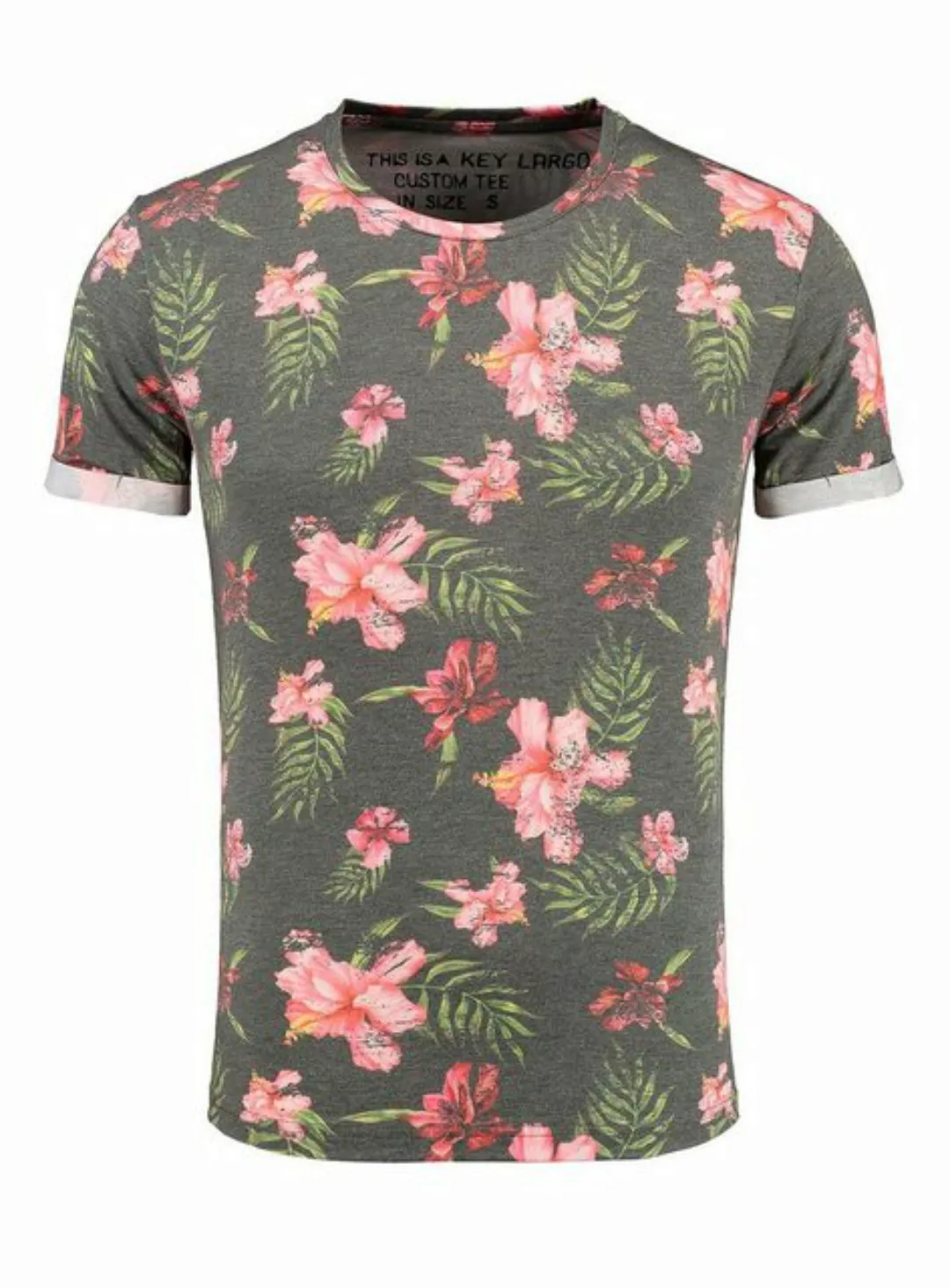 Key Largo T-Shirt Borneo MT00431 Hawaii Look Blumenmuster Rundhalsauschnitt günstig online kaufen